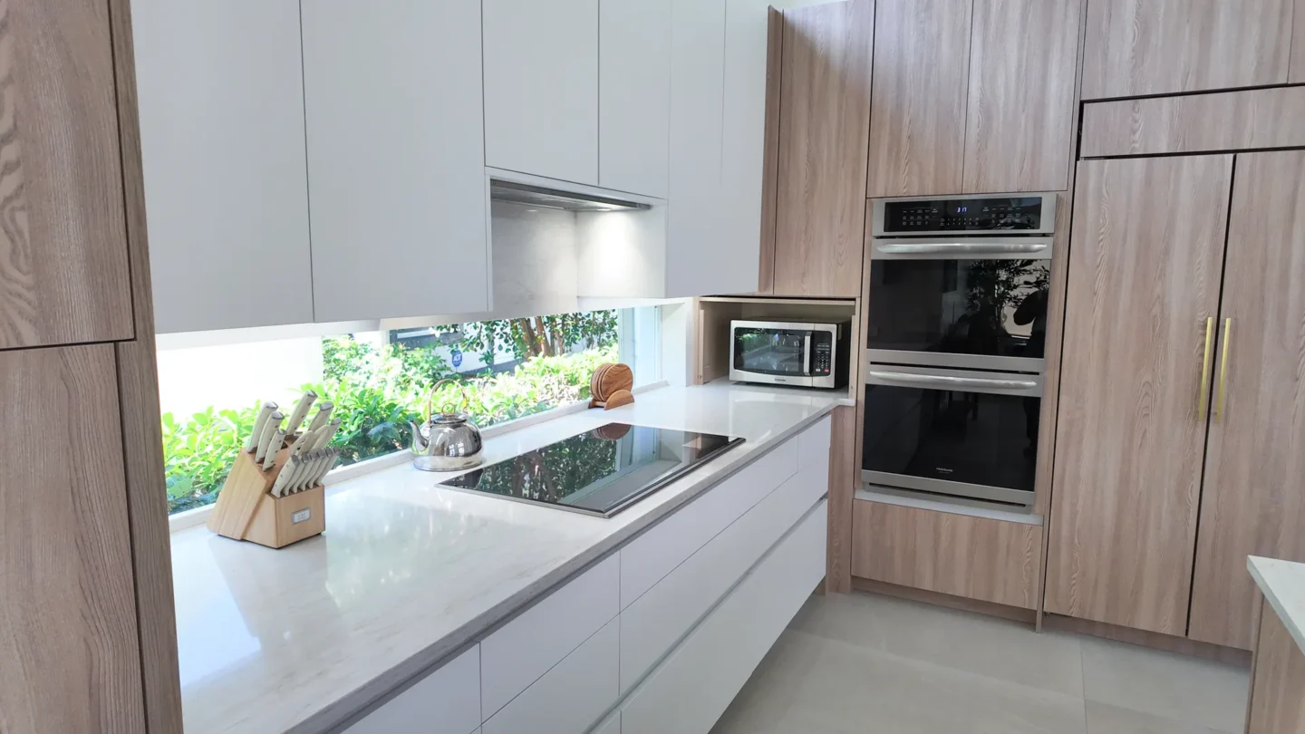 White kitchen with a window backsplash in Hollywood, FL